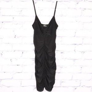 2/$20 black ruched spaghetti strap mini dress